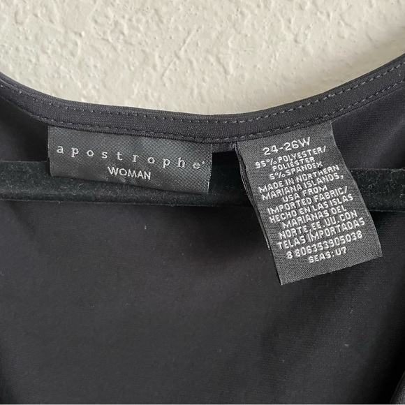 Apostrophe Woman Elegant Black Top size 24-26W formal elegance thin flowy v neck - Picture 2 of 6